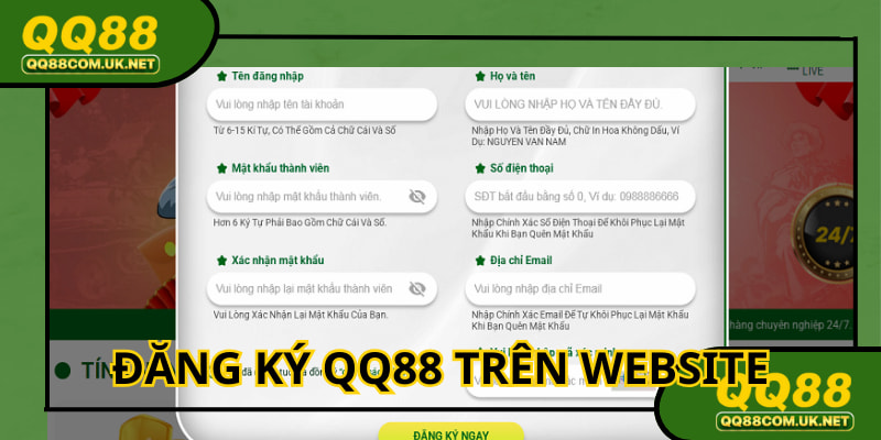 Đăng ký tài khoản của trang cược trên website trực tuyến