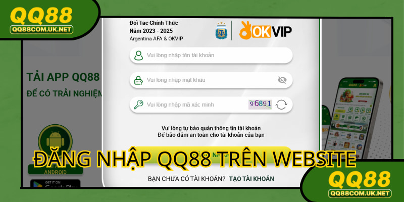 Đăng nhập QQ88 trực tiếp trên trang web